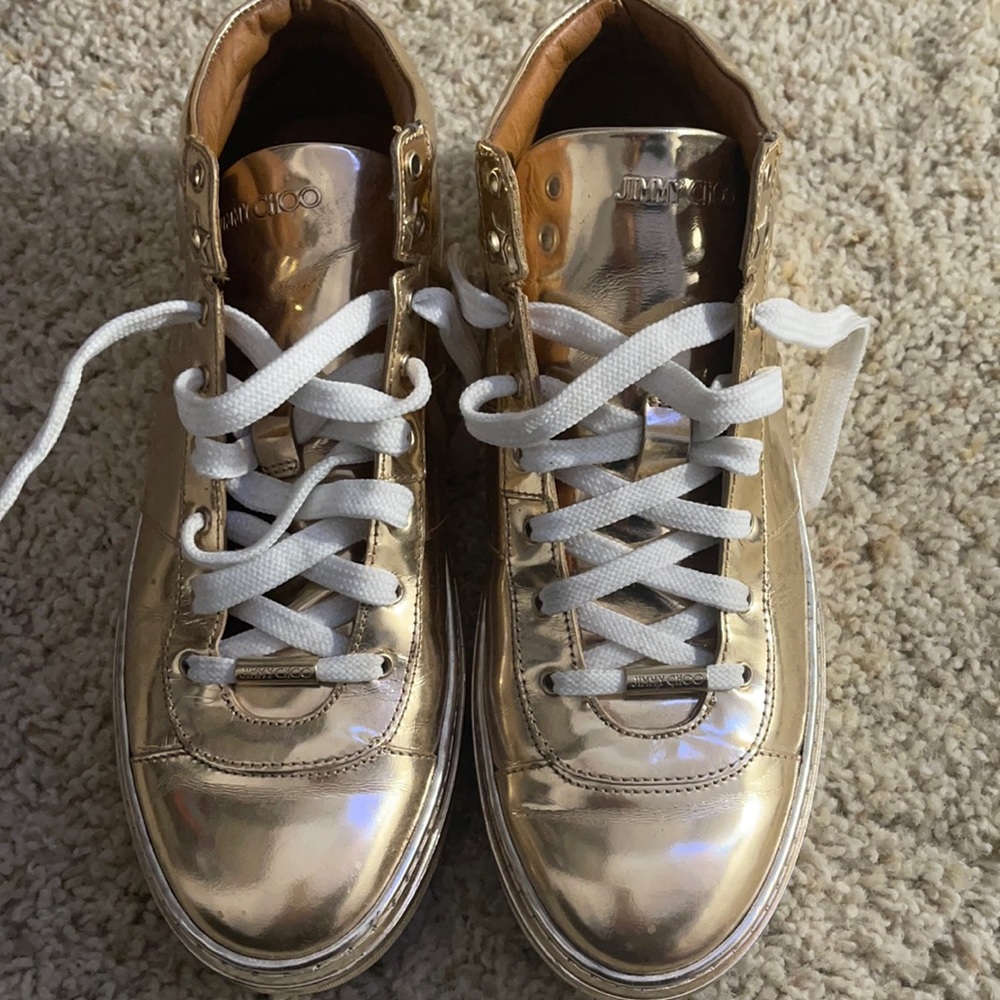 Gold Jimmy Choo Tennis shoe